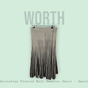 Worth New York Black & Cream Accordion Pleated Knitted Sweater Skirt Size Small